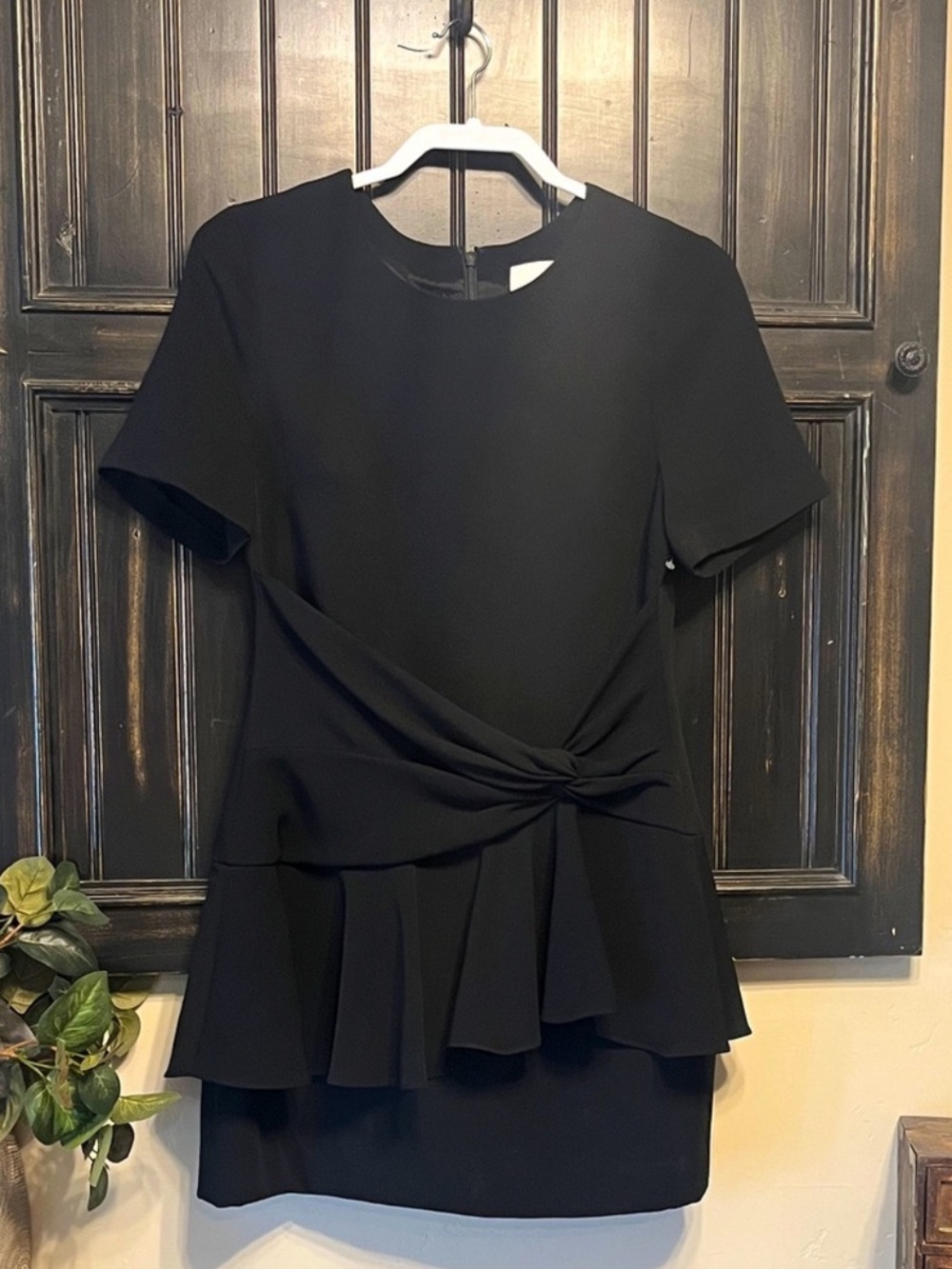 Cinq à Sept Black Mini Dress with Knot Detail